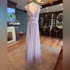 Bronx and Banco Lavender Lace Maxi Dress XS